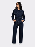 Women’s Denim Jacket & Straight-Leg Jeans Two-Piece Set – Button Front Co-Ord