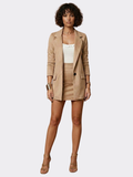 Women’s Longline Blazer & Mini Skirt Two-Piece Set – Notch Lapel Co-Ord