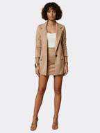 Women’s Longline Blazer & Mini Skirt Two-Piece Set – Notch Lapel Co-Ord