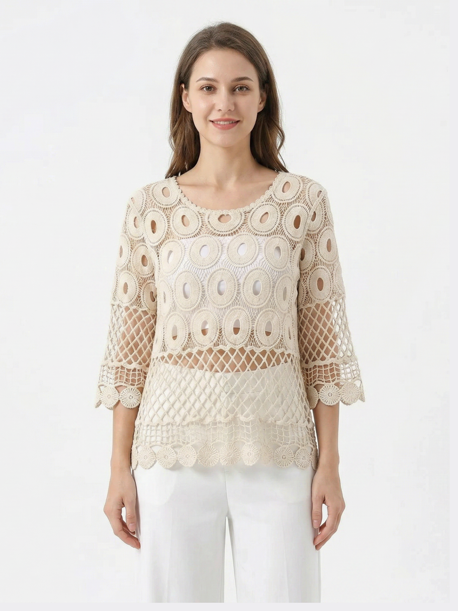 Women's Open Knit Crochet Top