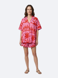 Women’s Printed Camp Collar Shirt and Shorts Set