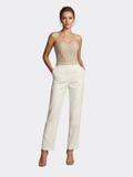 Women’s Strapless Sweetheart Neck Jumpsuit with Sequin Embellished Bodice and Straight-Leg Trousers