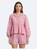 Women’s Striped Peplum Shirt and Shorts Set