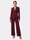 Women’s V-Neck Long Sleeve Top & Wide-Leg Trouser Two-Piece Set