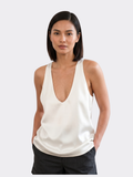 Women's V-Neck Satin-Style Sleeveless Top