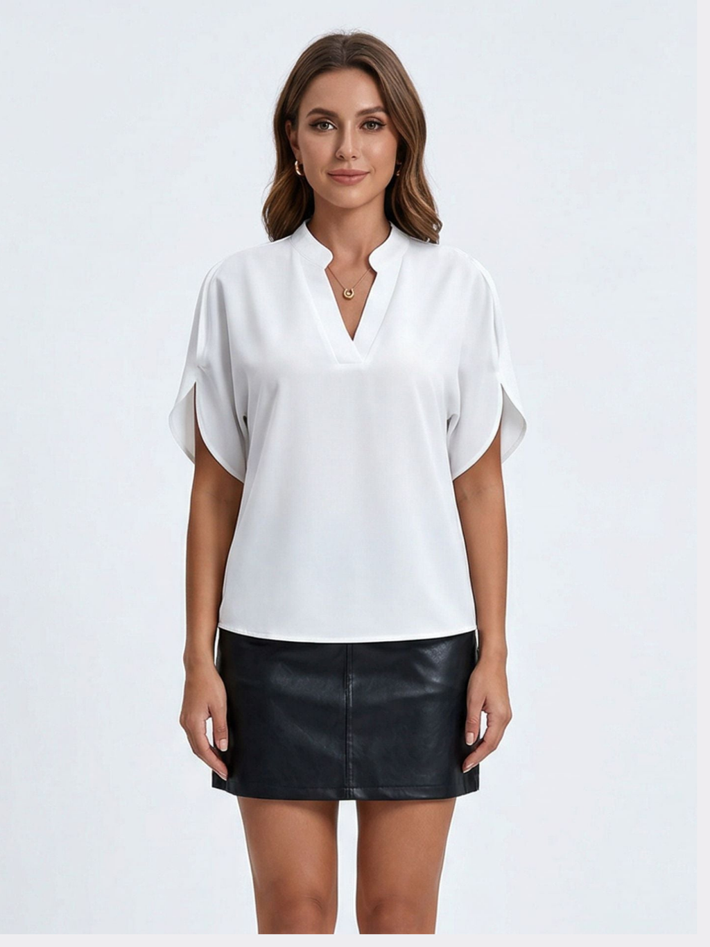 Women's V-Neck Short Sleeve Blouse