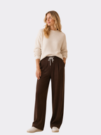 Women’s Wide-Leg Trousers – Full Length, Adjustable Drawstring Waist, Regular Fit