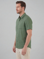 Men’s Short-Sleeve Linen Shirt with Button Closure