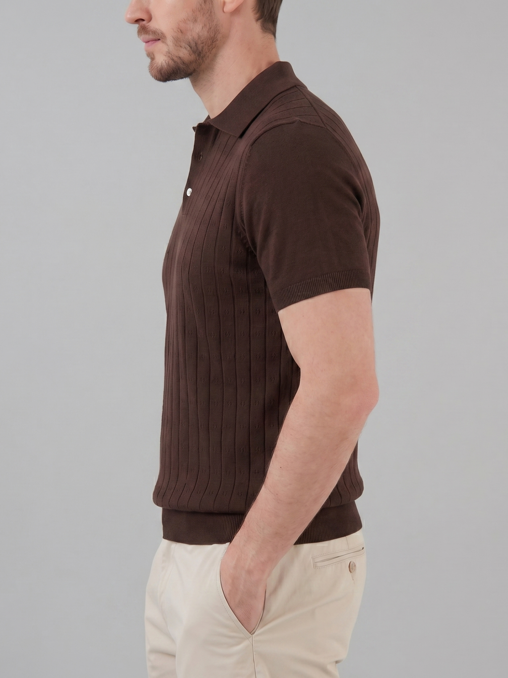 Men’s Short-Sleeve Polo Shirt with Lapel Collar