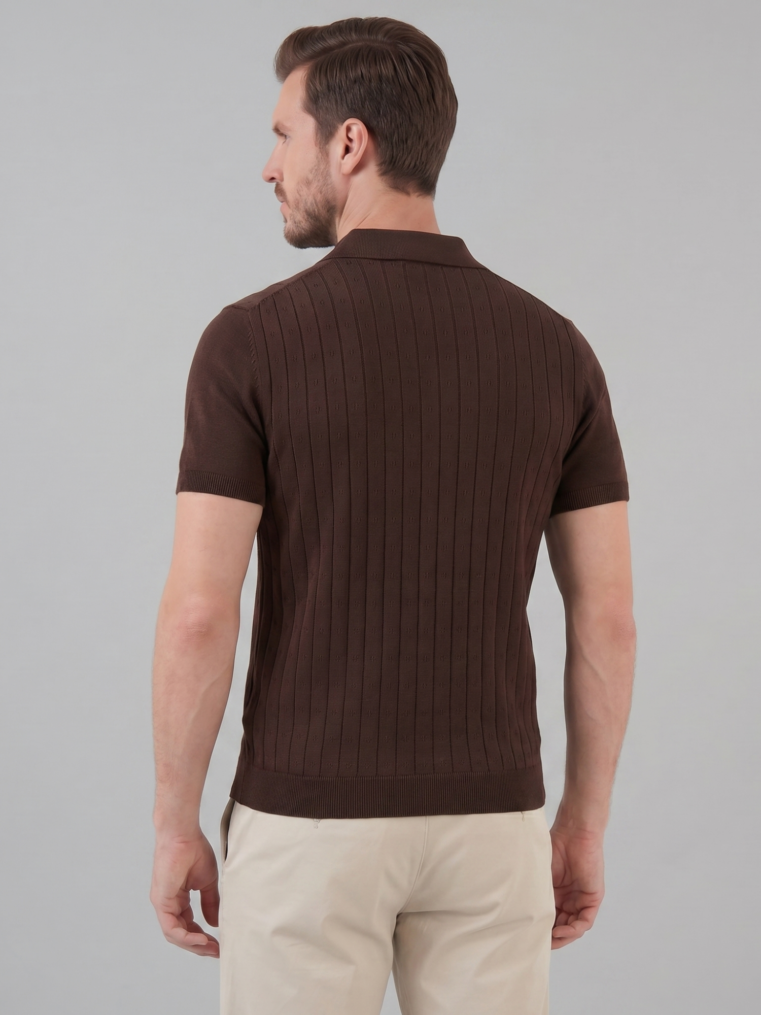 Men’s Short-Sleeve Polo Shirt with Lapel Collar