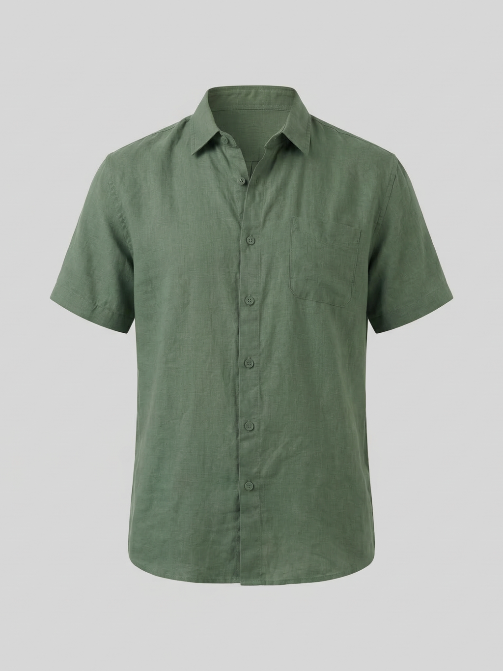 Men’s Short-Sleeve Linen Shirt with Button Closure