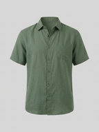 Men’s Short-Sleeve Linen Shirt with Button Closure