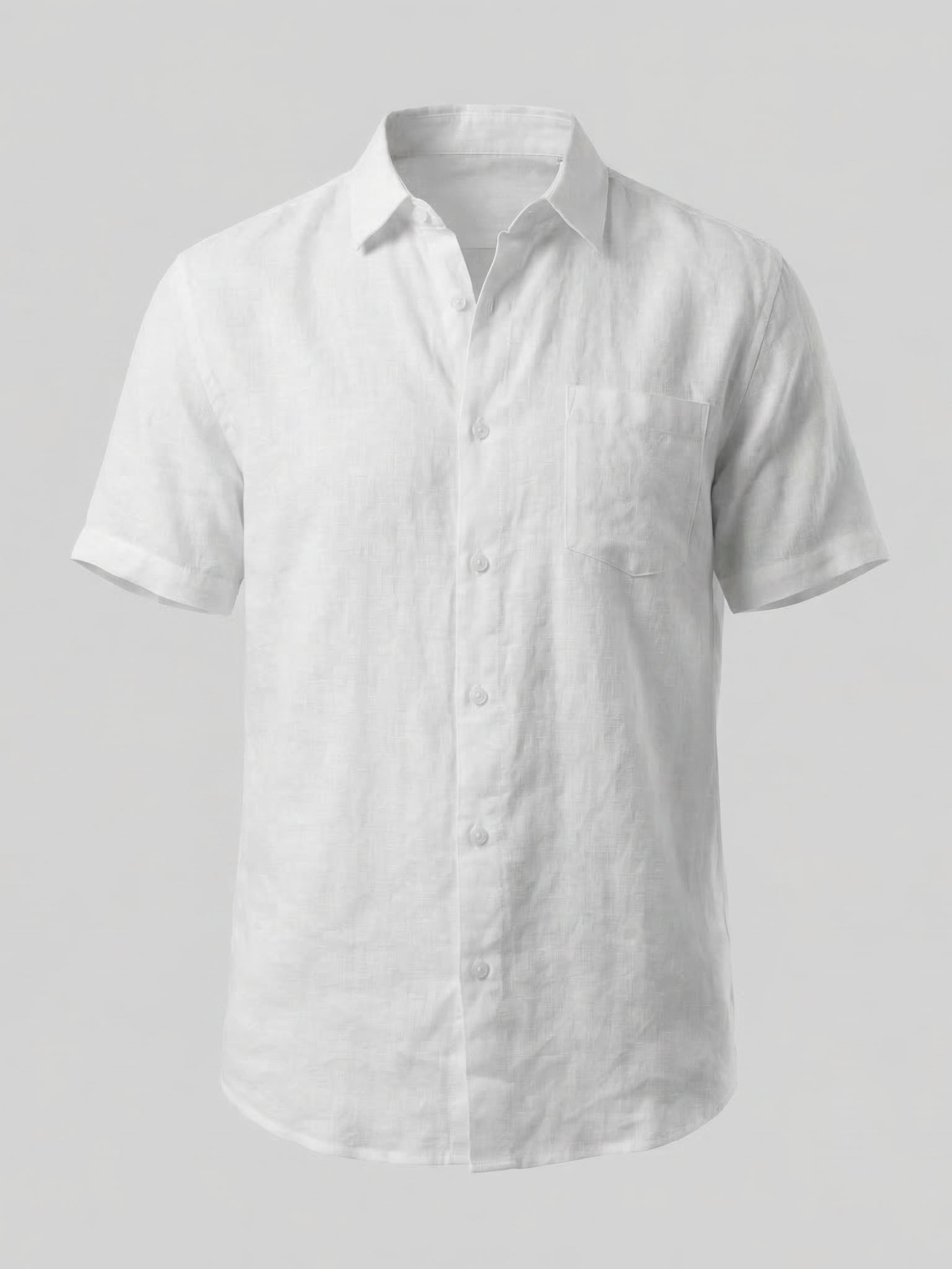 Men’s Short-Sleeve Linen Shirt with Button Closure
