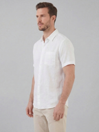 Men’s Short-Sleeve Linen Shirt with Button Closure