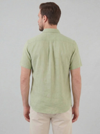 Men’s Short-Sleeve Linen Shirt with Button Closure