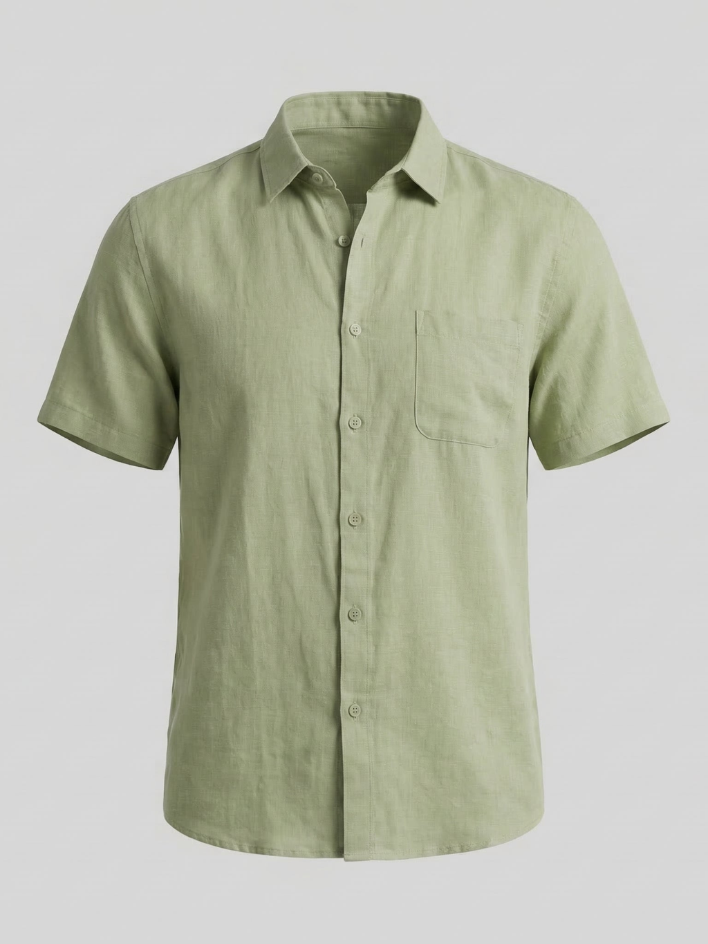 Men’s Short-Sleeve Linen Shirt with Button Closure