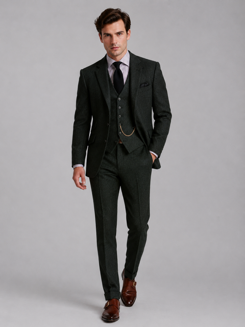 Classic 3-Piece Tweed Suit – Timeless Formal Elegance
