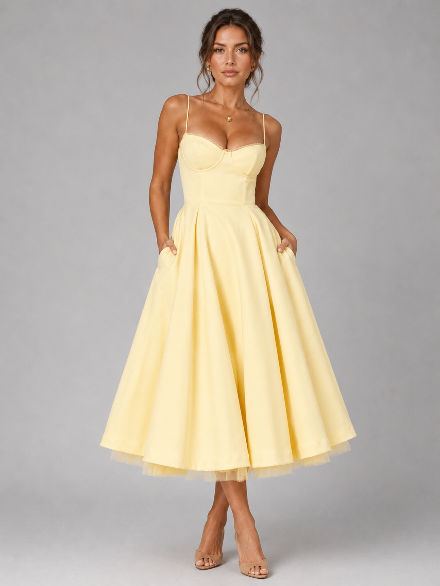 Corset Midi Dress – Romantic Volume & Refined Structure