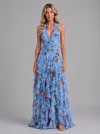 Floral Halter Maxi Dress – Effortless Evening Elegance