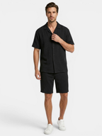 Men’s Camp Collar Shirt and Shorts Two-Piece Set