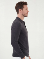 Men’s Charcoal Short-Sleeve Polo Shirt with Collar