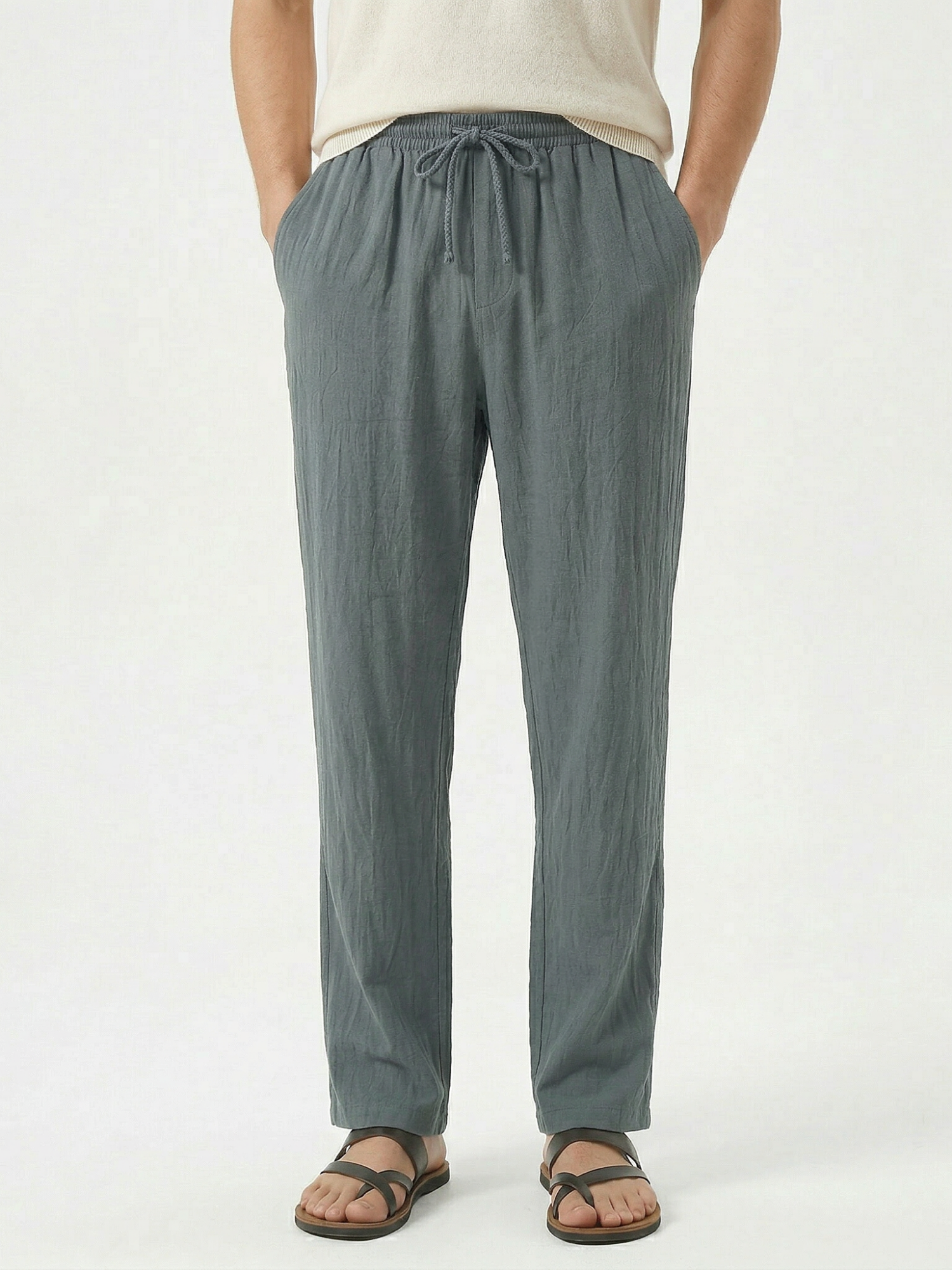Men’s Casual Straight-Leg Drawstring Trousers