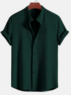 Men’s Mandarin Collar Short Sleeve Shirt