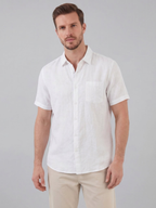 Men’s Short-Sleeve Linen Shirt with Button Closure