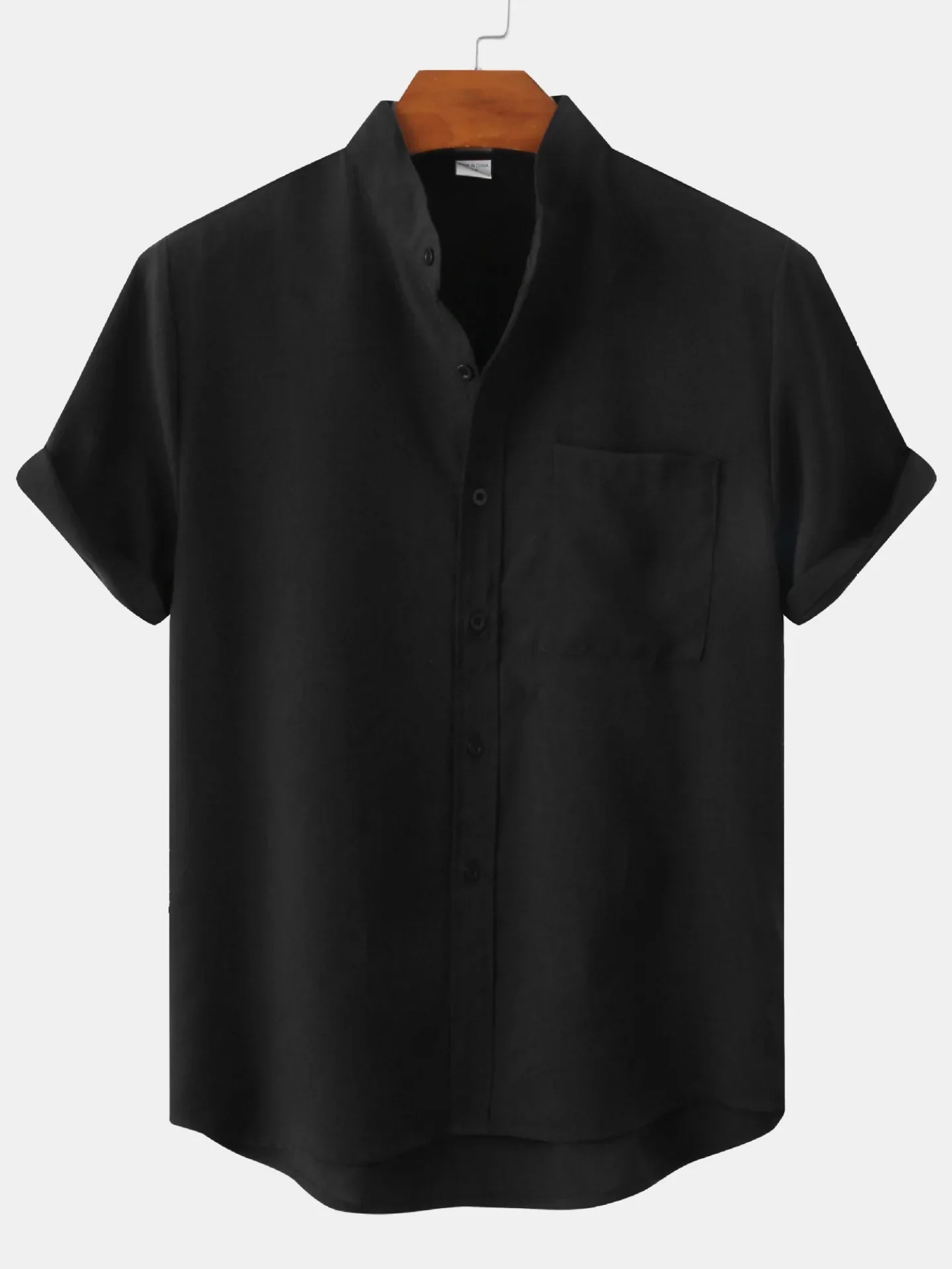 Men’s Short Sleeve Band Collar Shirt