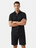 Men’s Short Sleeve Button Shirt and Shorts Two-Piece Set