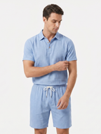 Men’s Short Sleeve Polo Shirt and Shorts Two-Piece Set