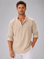 Men’s Stand Collar Summer Shirt – Relaxed Modern Fit