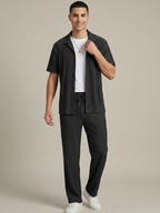 Men’s Textured Short Sleeve Shirt & Tailored Drawstring Trouser Set