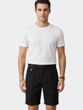 Men's Pleated Tailored Shorts with Side Buckles