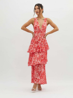 Women's Strappy Back Ruffle Midi Dress