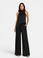 Women’s Halter Neck Top and Wide-Leg Trousers Set