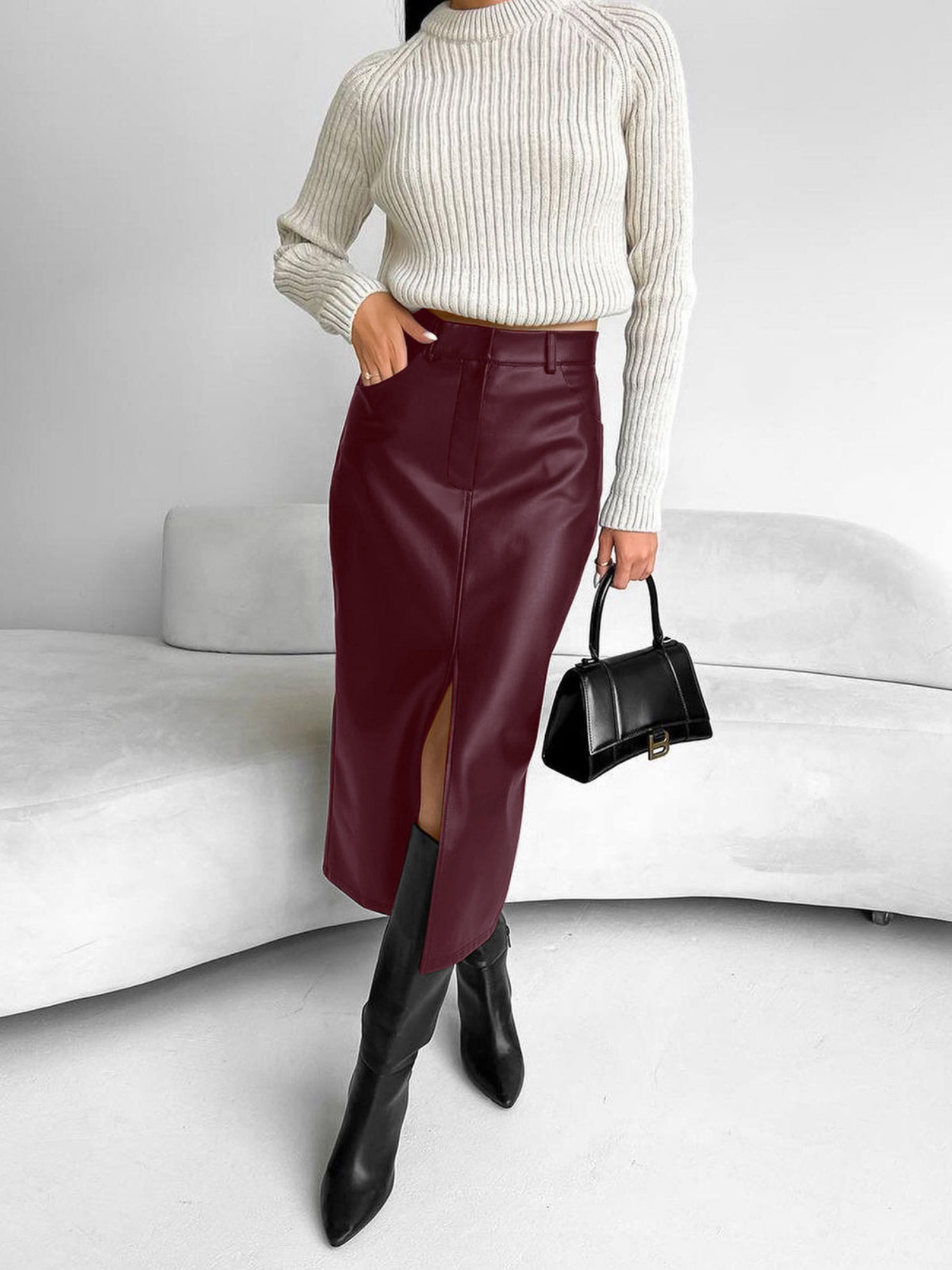 Women’s Midi Skirt with Front Slit