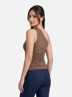 Women's One-Shoulder Ruched Sleeveless Top