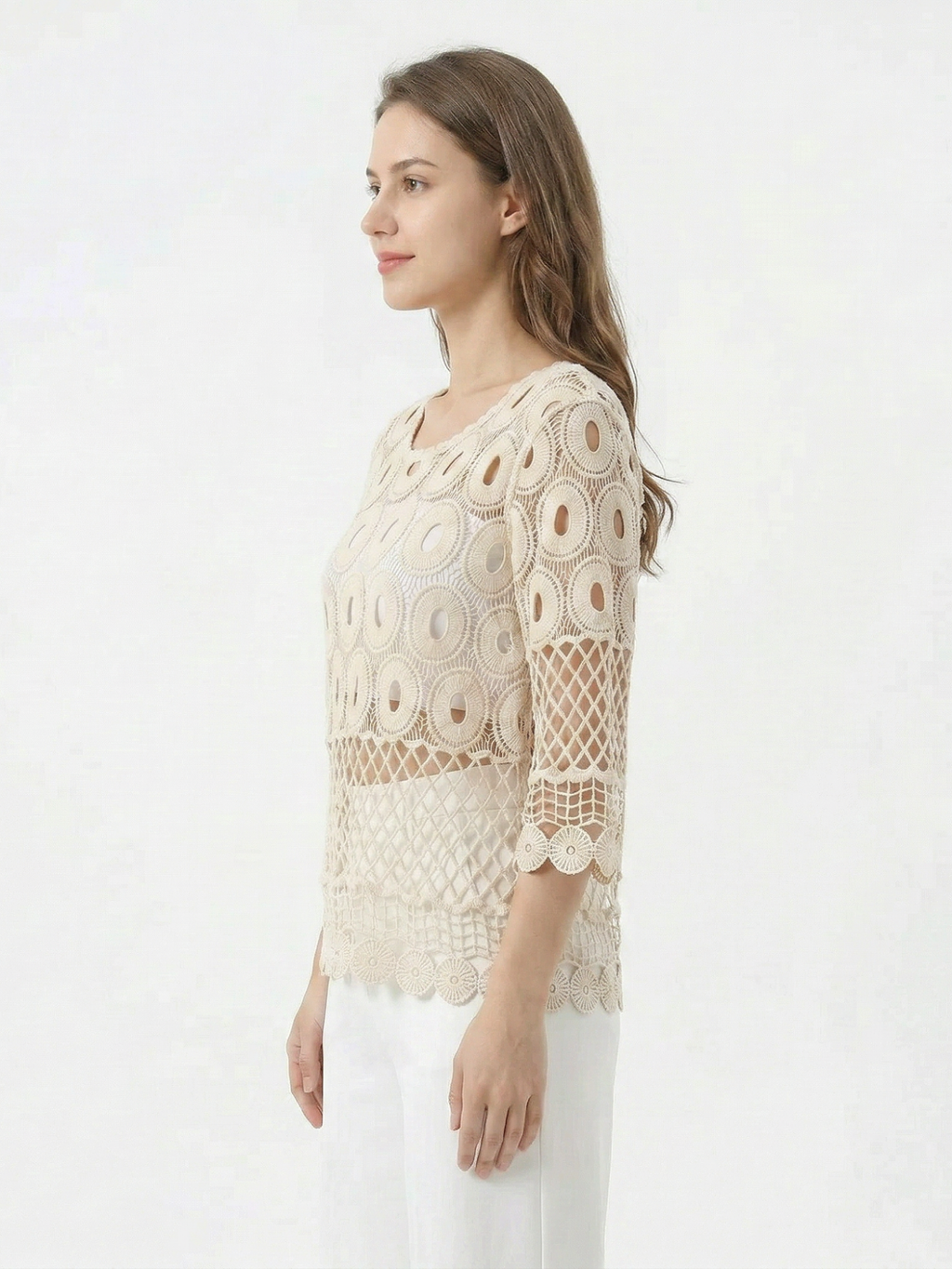 Women's Open Knit Crochet Top