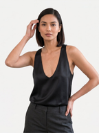 Women's V-Neck Satin-Style Sleeveless Top