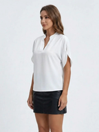 Women's V-Neck Short Sleeve Blouse