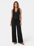 Women’s V-Neck Waistcoat and Wide-Leg Trousers Set