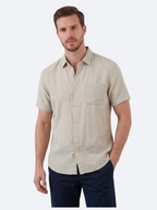 Men’s Short-Sleeve Linen Shirt with Button Closure