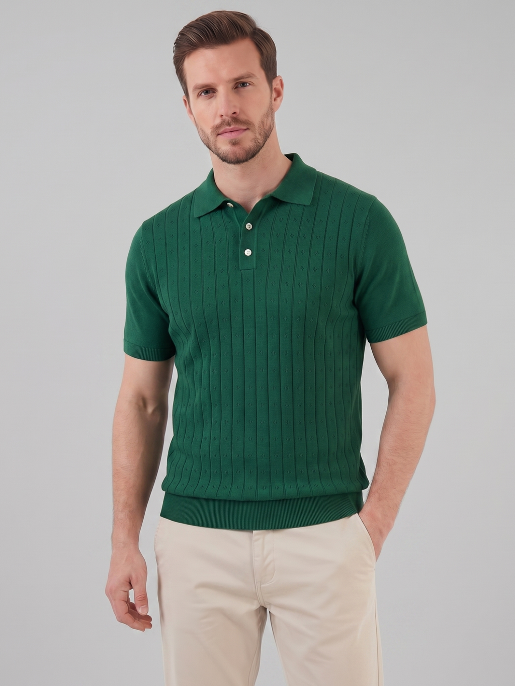 Men’s Short-Sleeve Polo Shirt with Lapel Collar