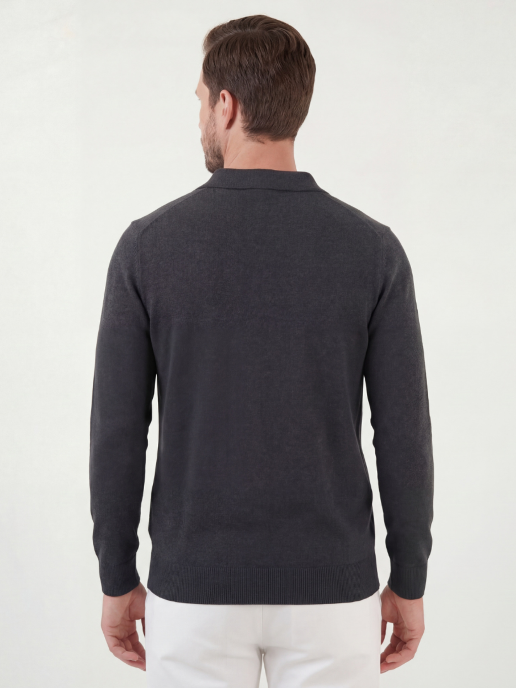 Men’s Charcoal Short-Sleeve Polo Shirt with Collar