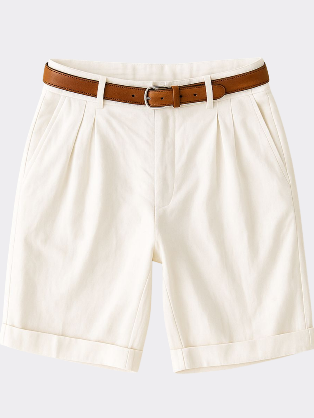 Men’s Double Pleat Chino Shorts – Turn-Up Hem