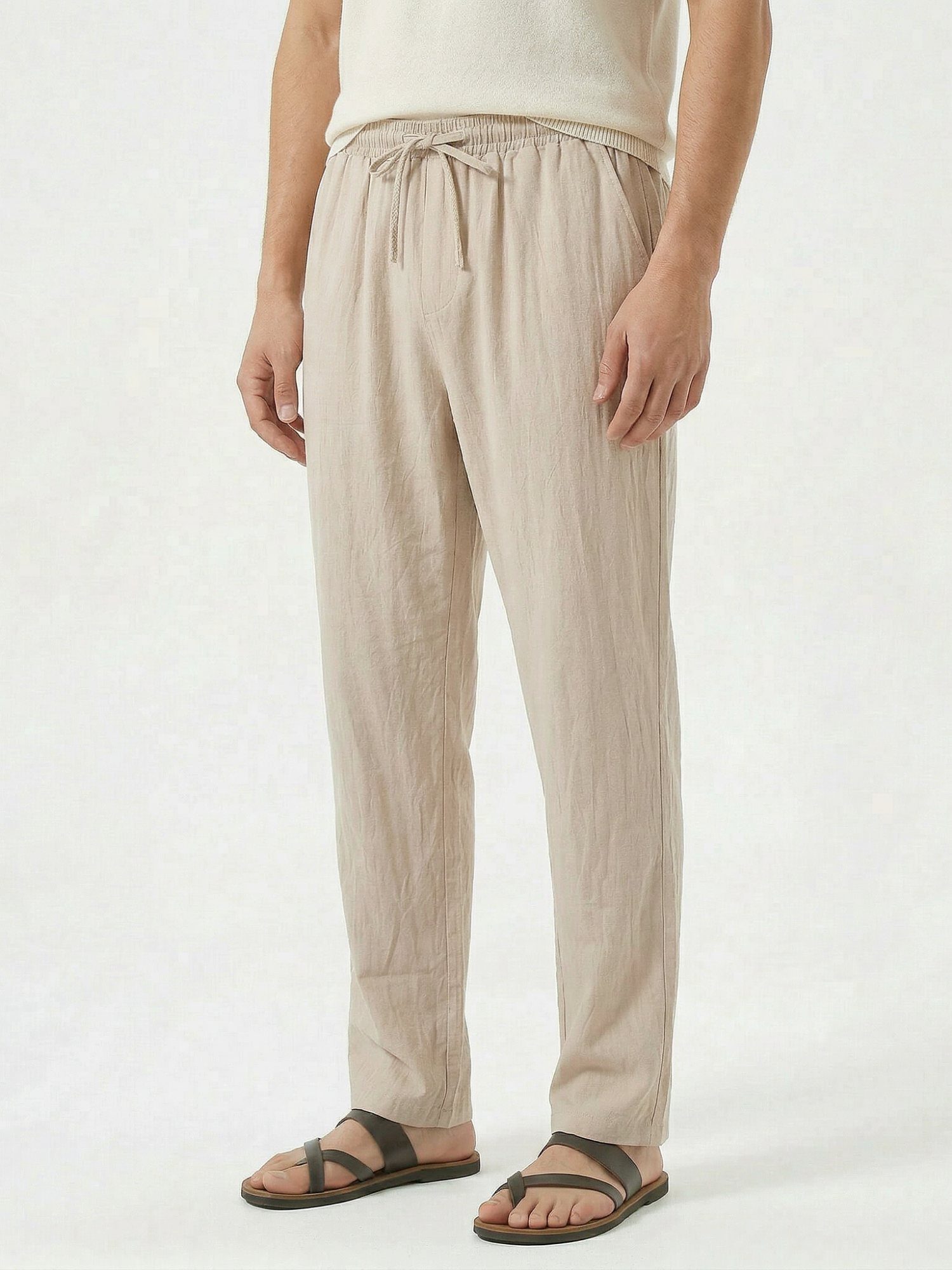 Men’s Casual Straight-Leg Drawstring Trousers