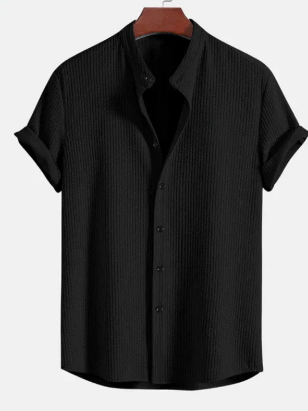 Men’s Mandarin Collar Short Sleeve Shirt