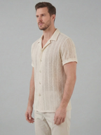 Men’s Short-Sleeve Button-Down Shirt with Front Button Closure