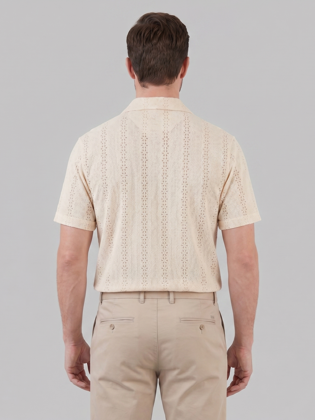Men’s Short-Sleeve Cuban Collar Shirt with Button Front